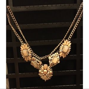 💛Pastel Pink, Gray, and Gold Statement Necklace💛